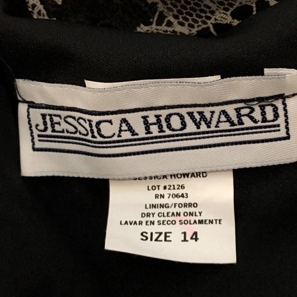 NWT Black Jessica Howard Hi-Lo Lace Patterned Maxi Dress Size 14 - Picture 8 of 8
